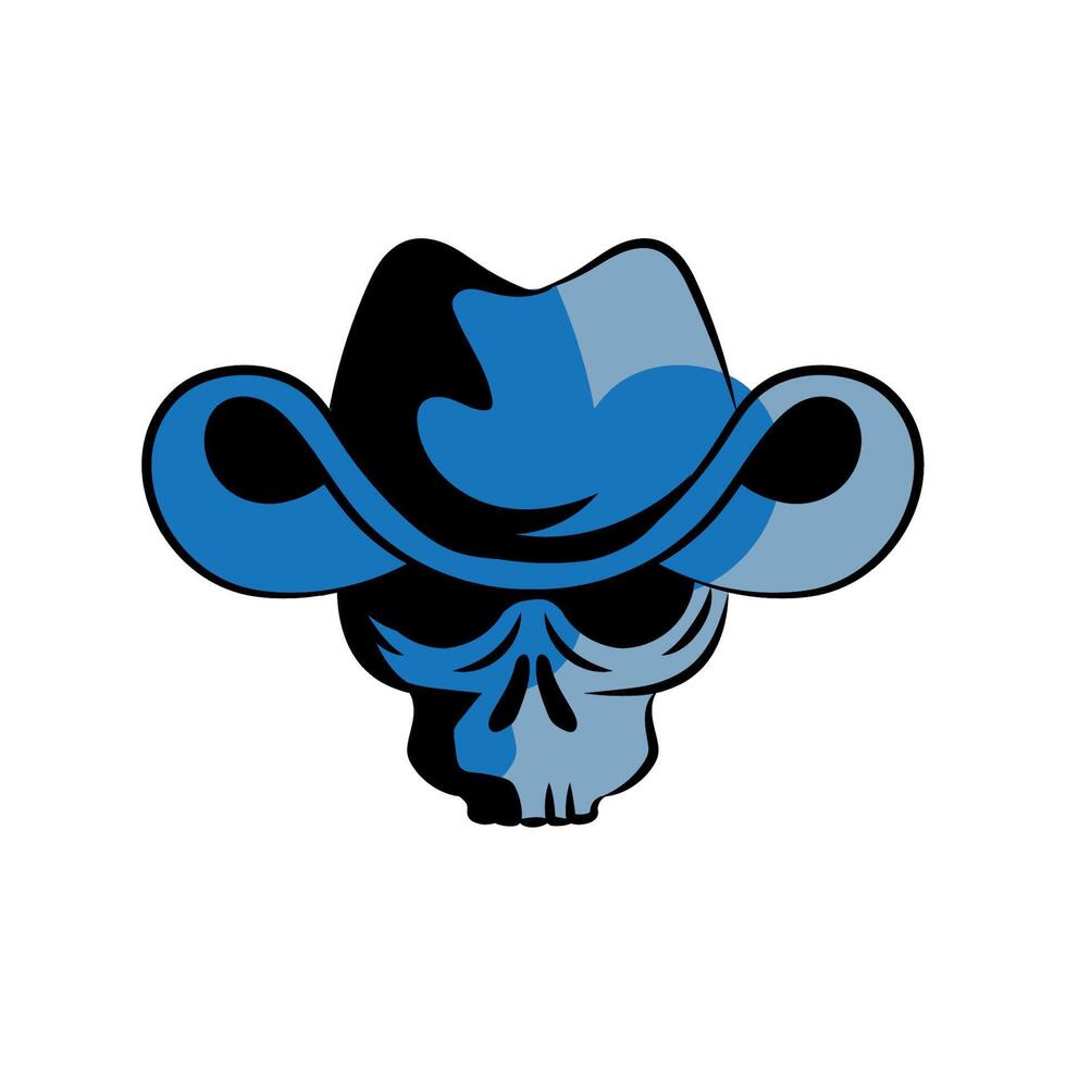 blue skull gunslinger head vector