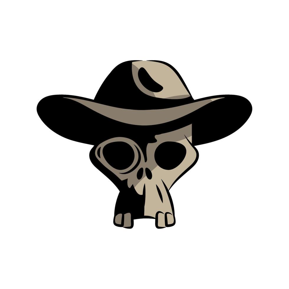 cabeza de calavera de pistolero vector