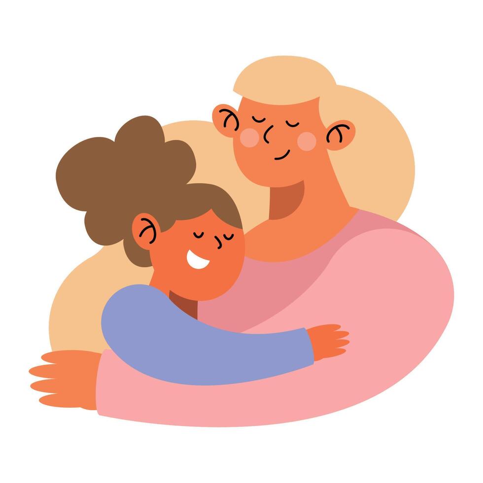 blond mother hugging daughter vector