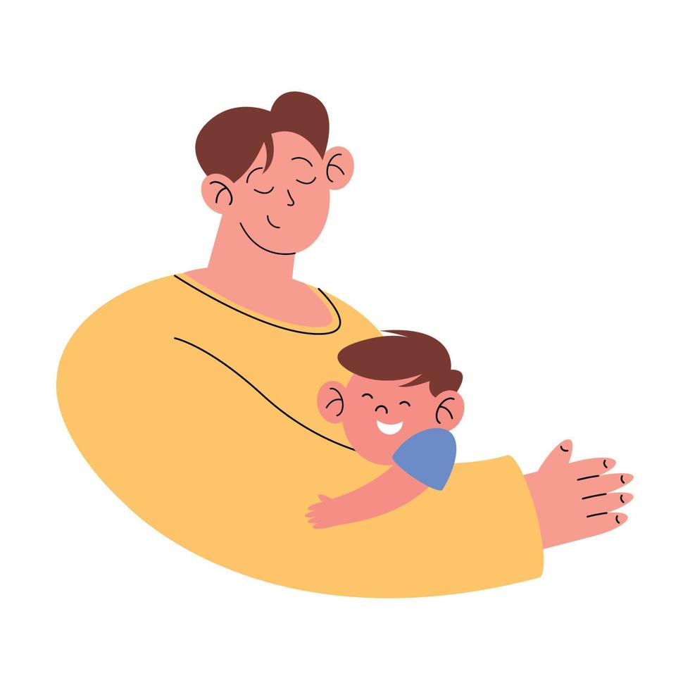 young father with son vector