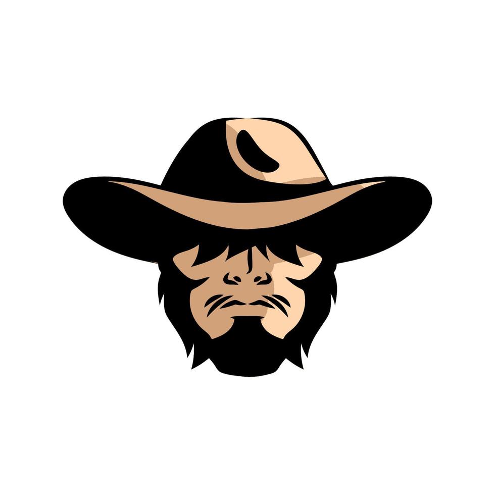 bearded gunslinger with hat vector