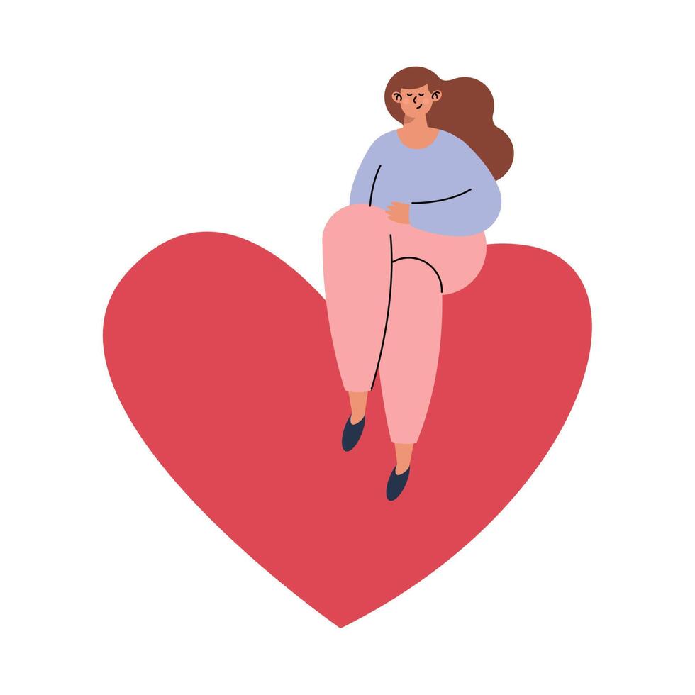 woman seated in heart vector