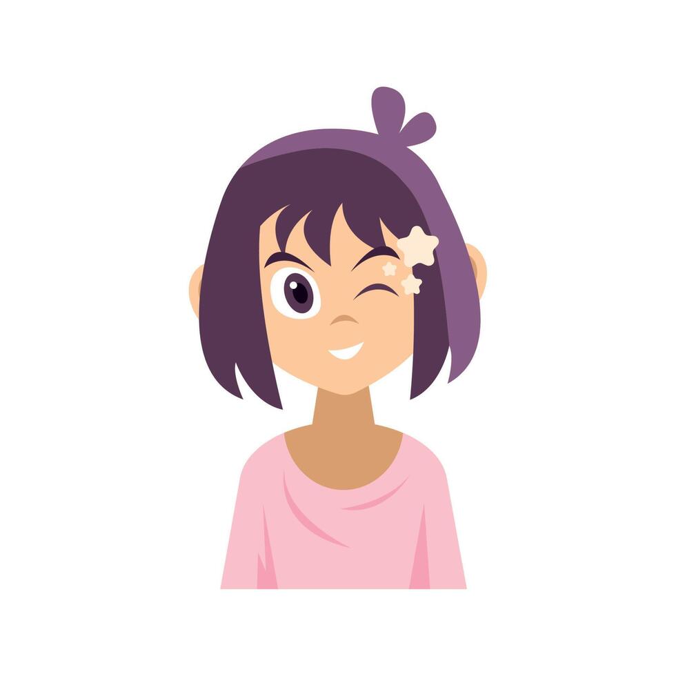 happy girl anime style vector