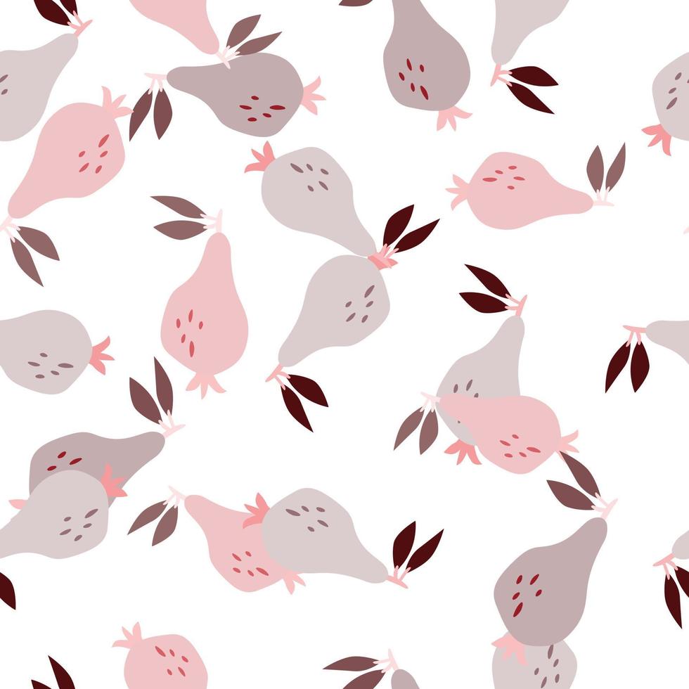 Hand drawn pears seamless pattern. Fruits botanical backdrop. vector