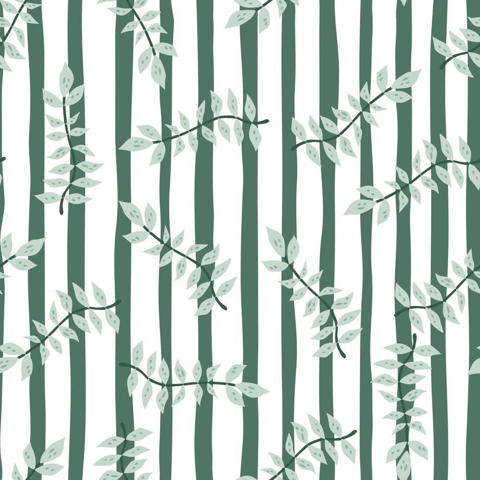 Hand drawn branches with leaves seamless pattern. Simple organic background. vector