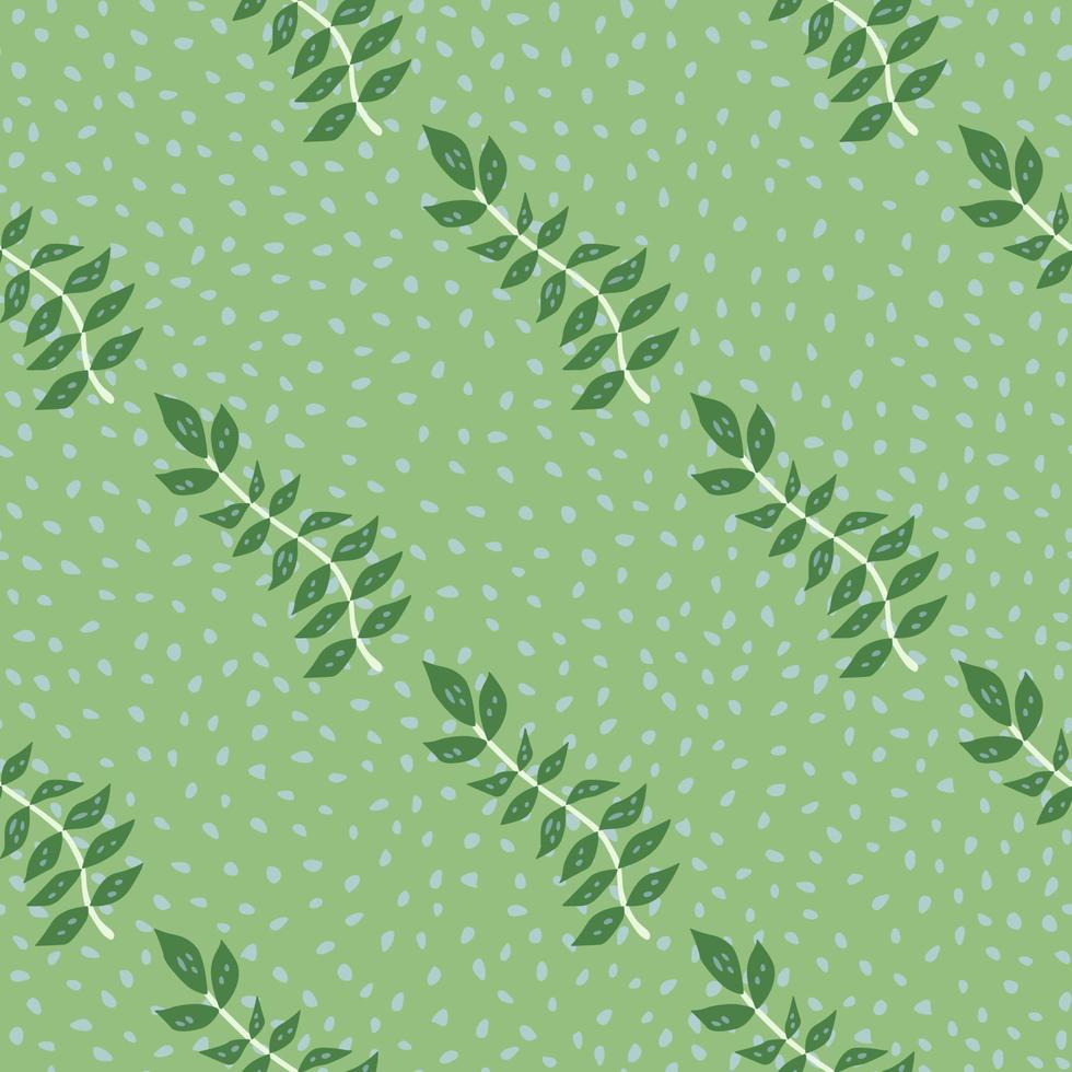 Hand drawn branches with leaves seamless pattern. Simple organic background. vector