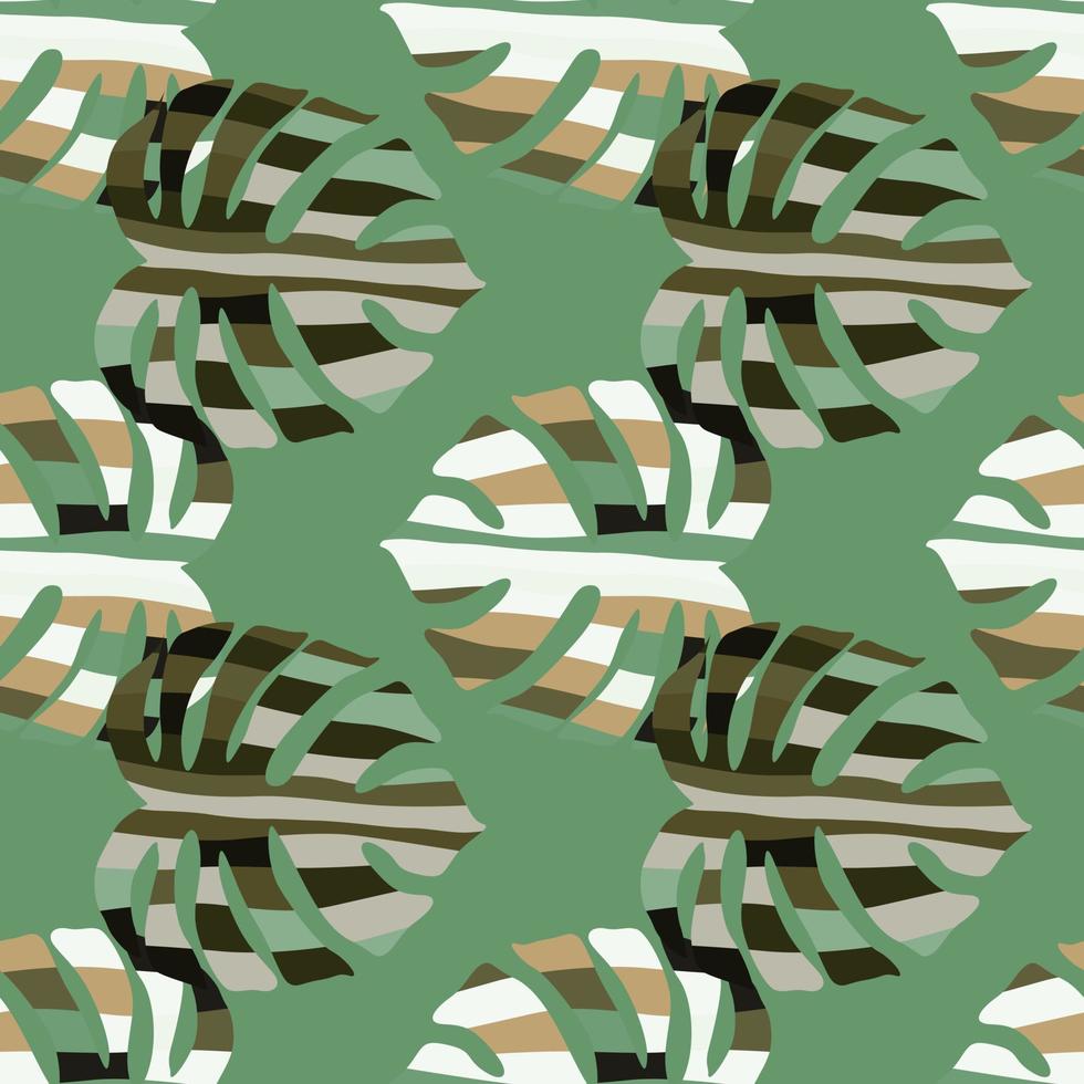 Decorative monstera silhouettes seamless pattern. Exotic palm leaves wallpaper. vector
