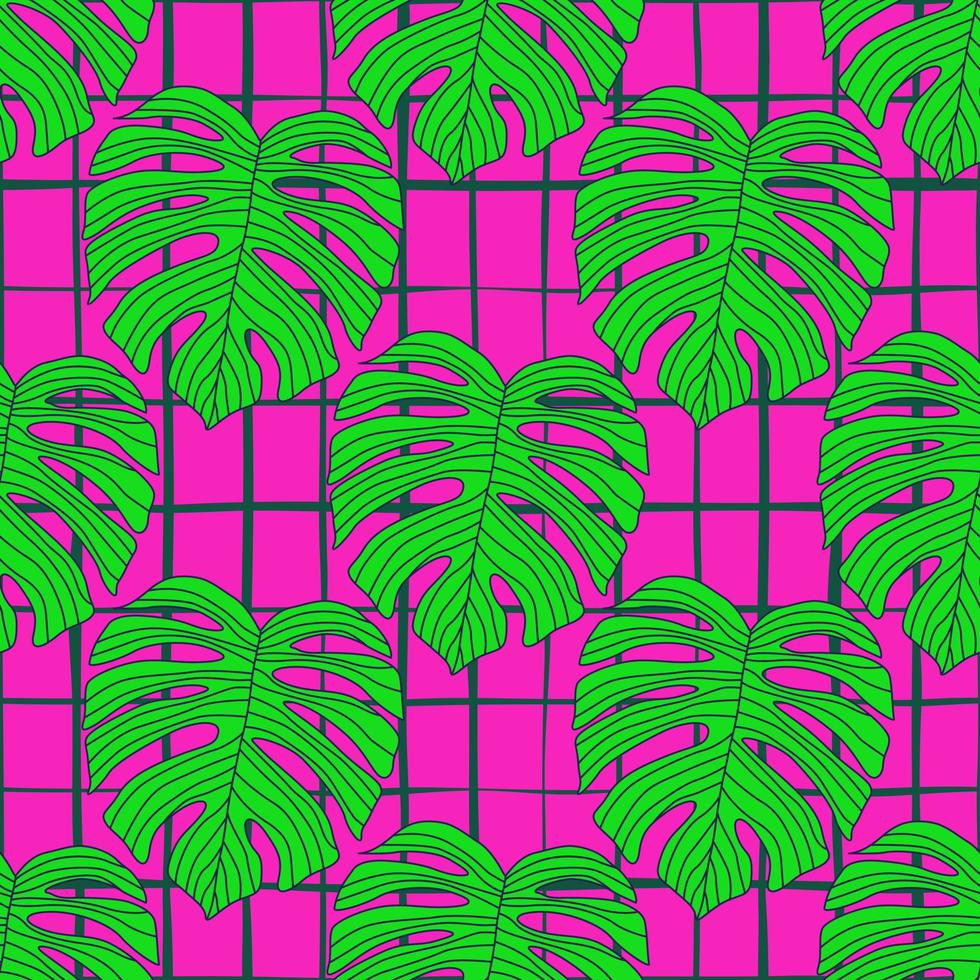 contorno contorneado monstera siluetas de patrones sin fisuras. fondo interminable de hojas de palma. papel pintado botánico. vector