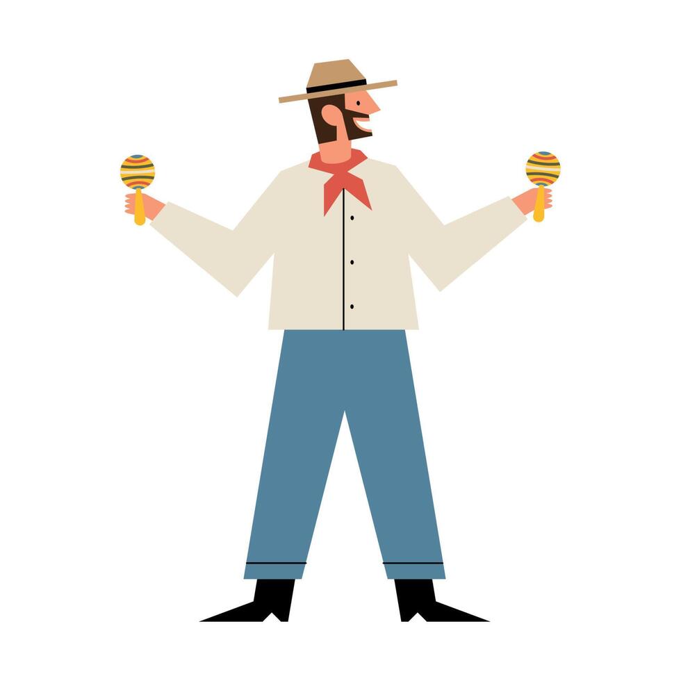 male farmer playing maracas vector