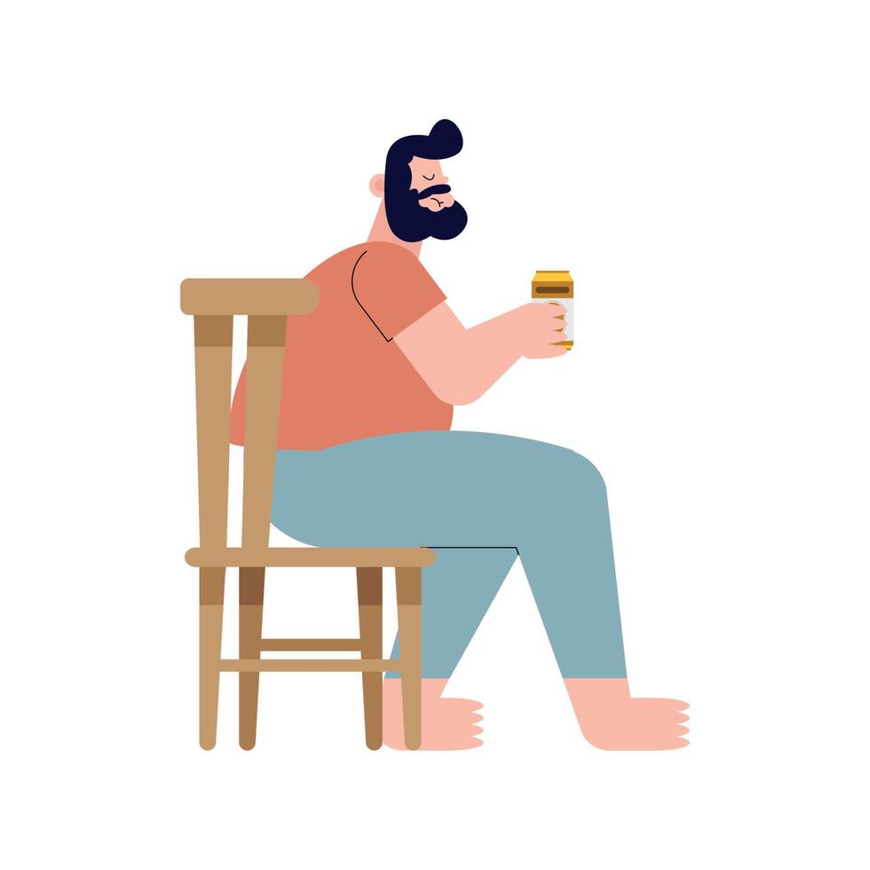 bearded man drinking soda vector