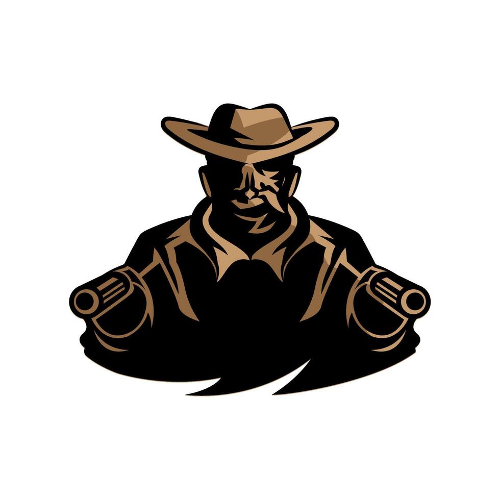 gunslinger with guns vector