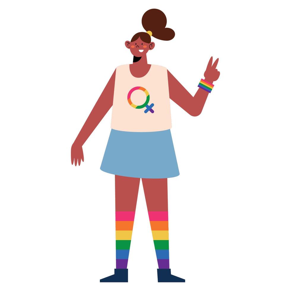 lesbian with lgbtq shirt vector