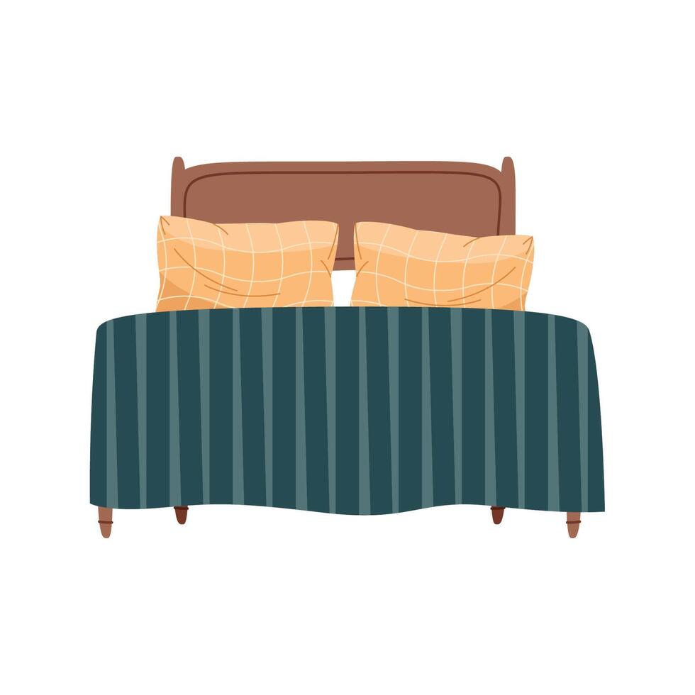 cama con almohadas vector