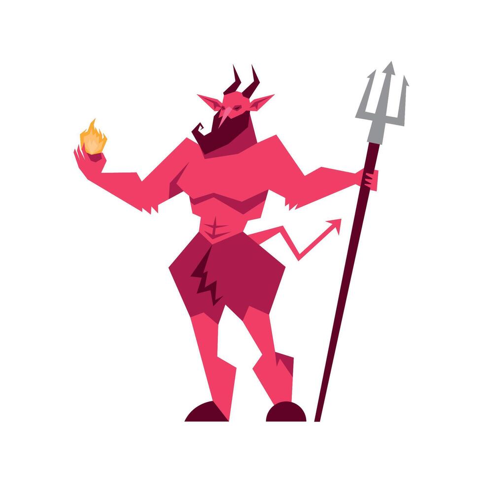 devil with pitchfork vector