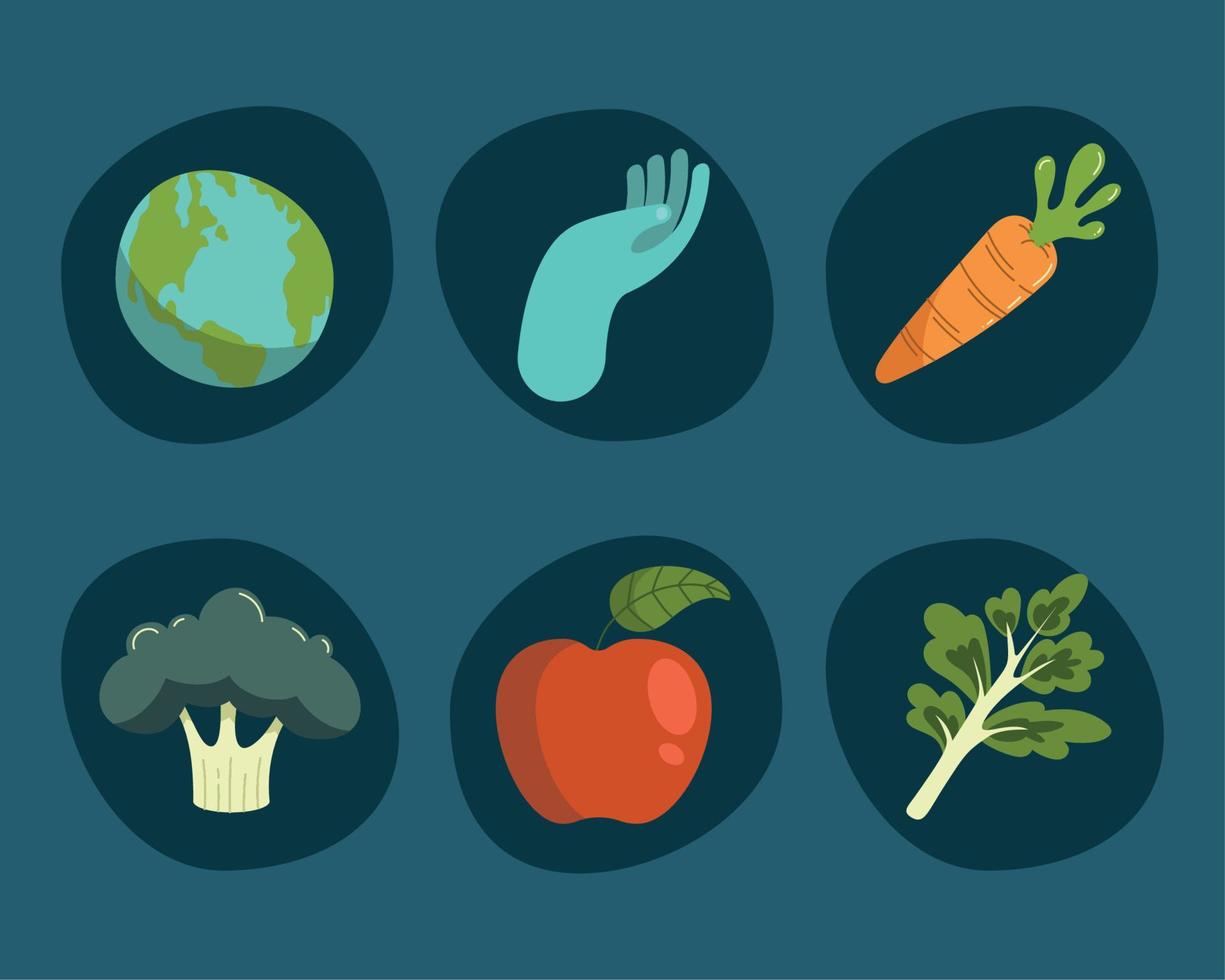 six health day icons vector