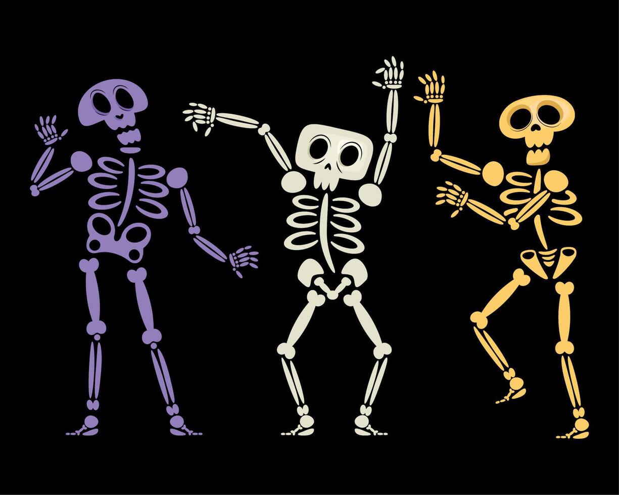 funny skeletons dancing vector