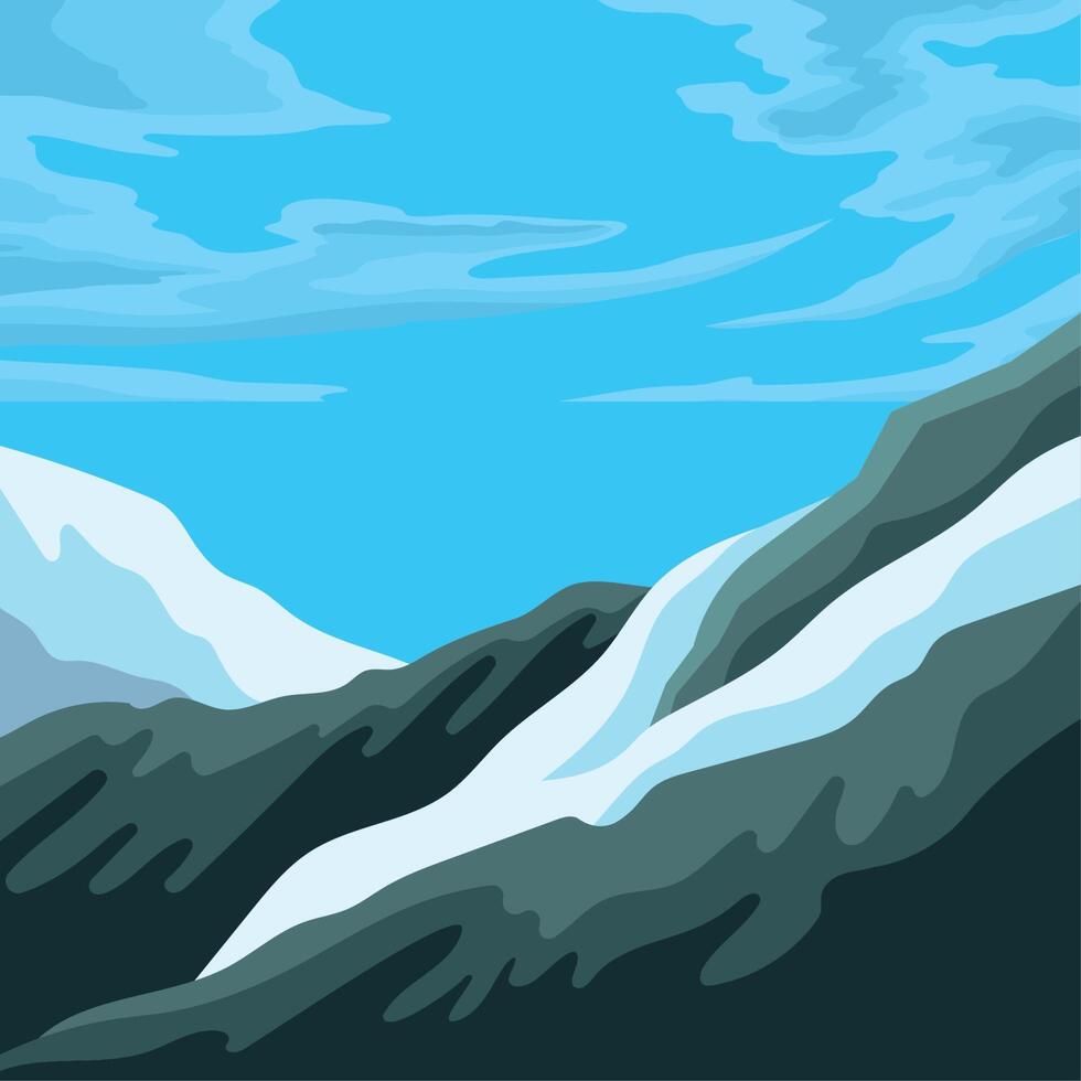 paisaje de montaña con nieve vector