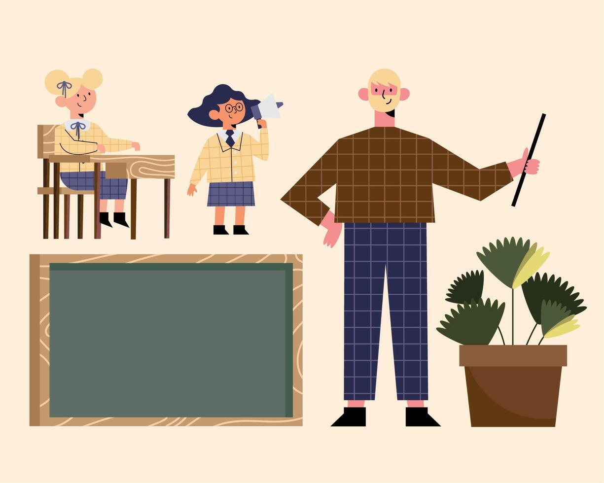 teacher and class icons vector