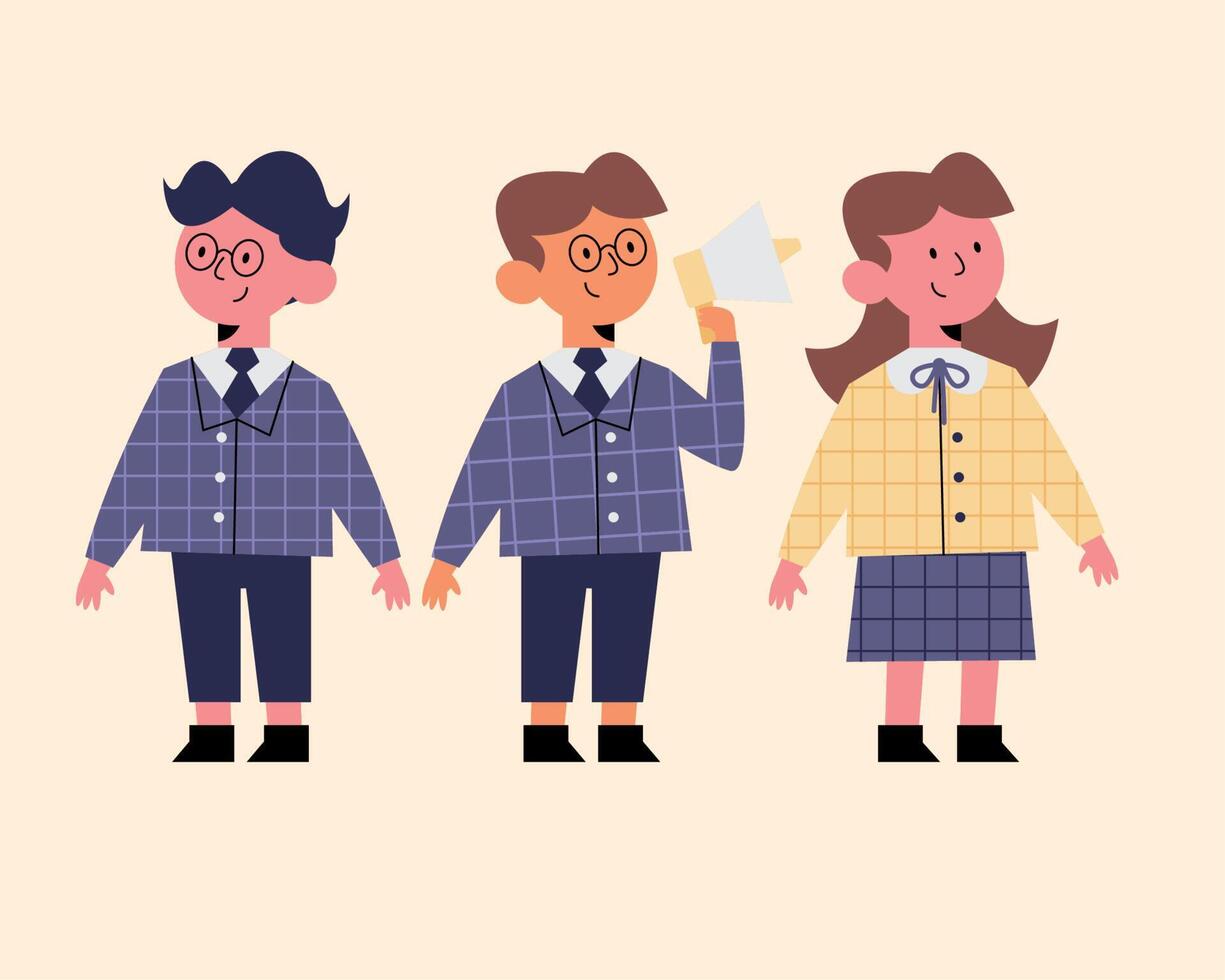 three students school vector