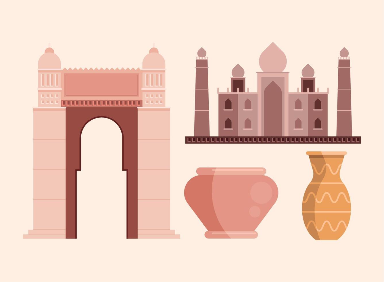 four india culture icons vector