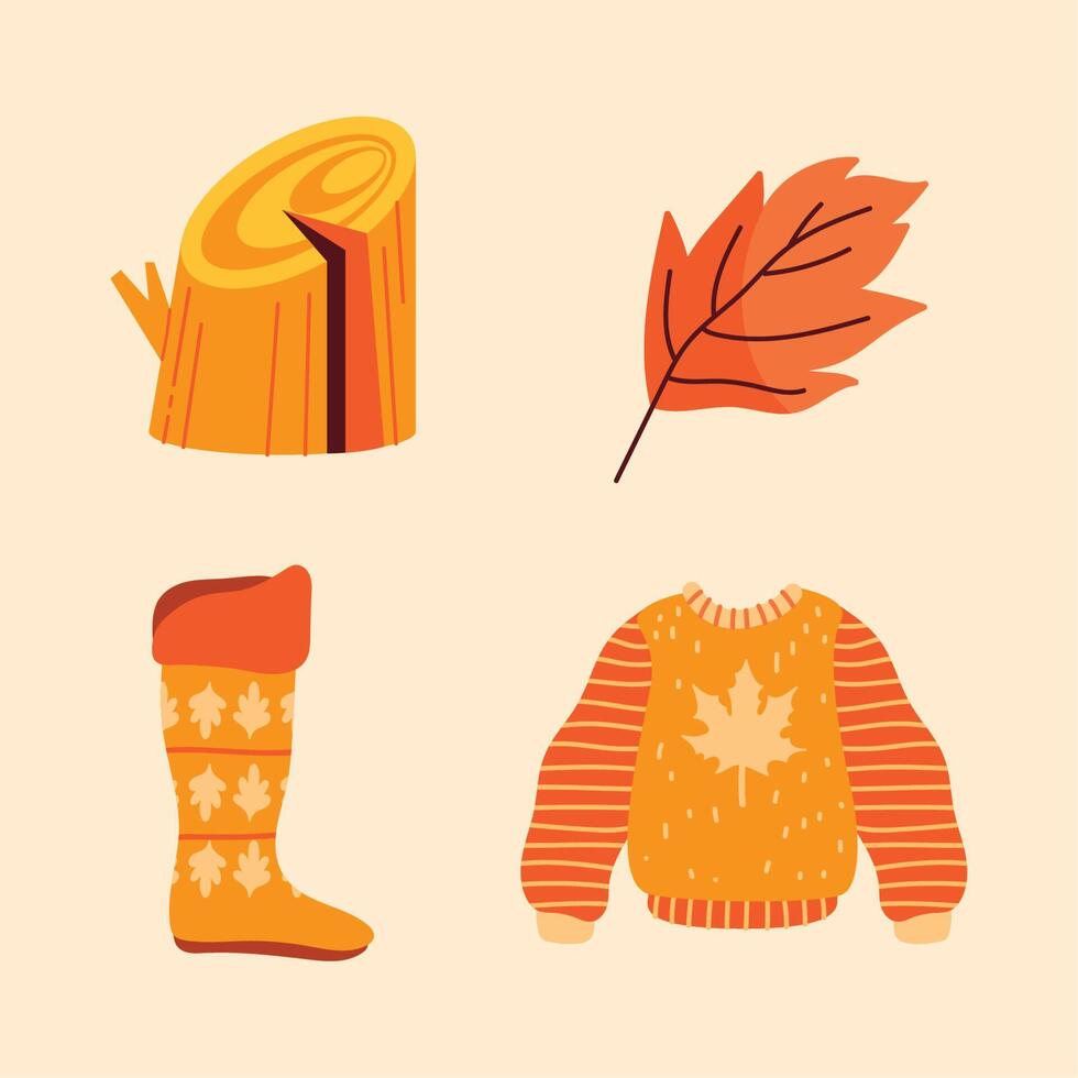 four autumn season icons vector