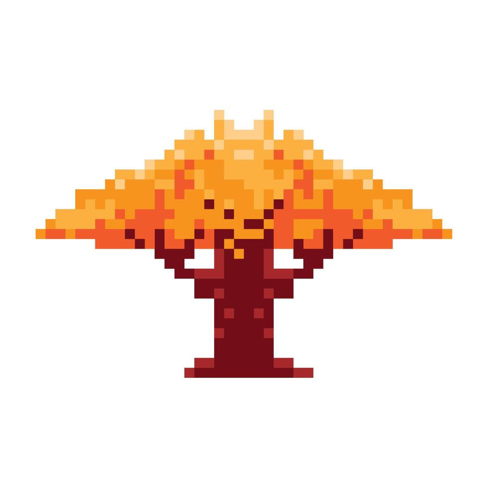 autumn tree pixelated vector