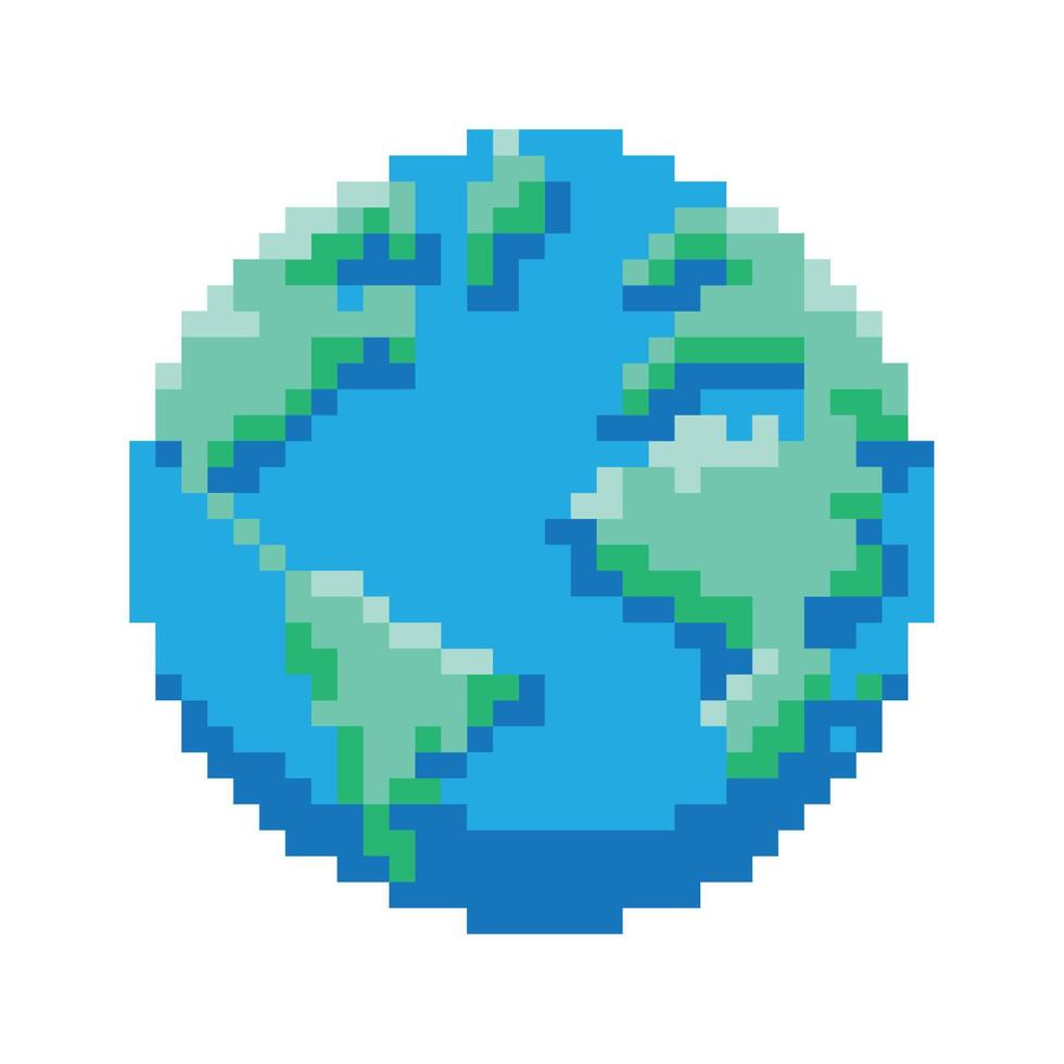 planeta mundo pixelado vector