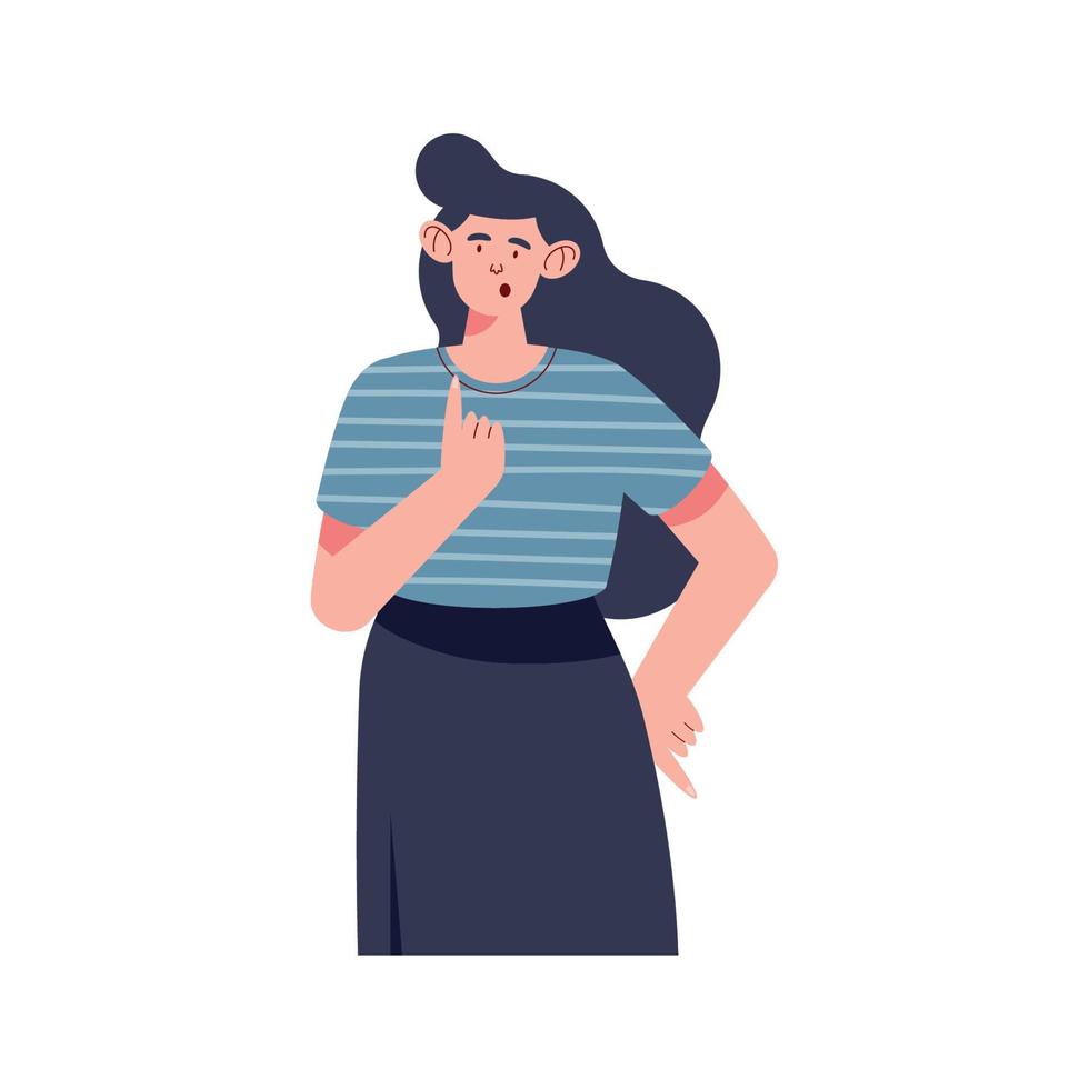 young woman finger point vector