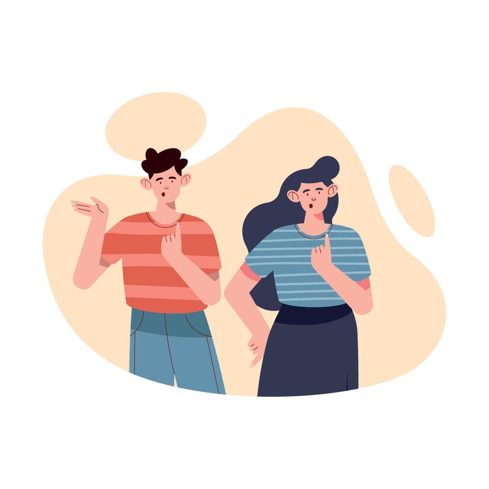 couple persons finger point vector