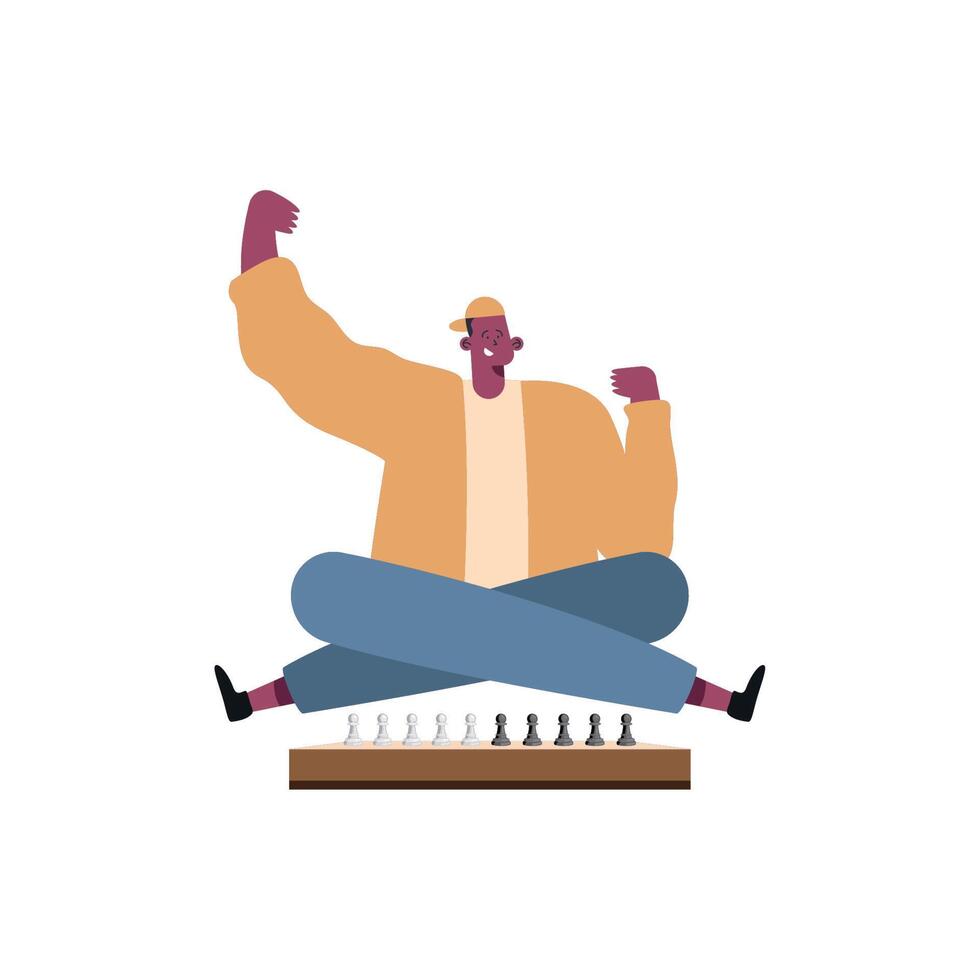 man with chess board game vector