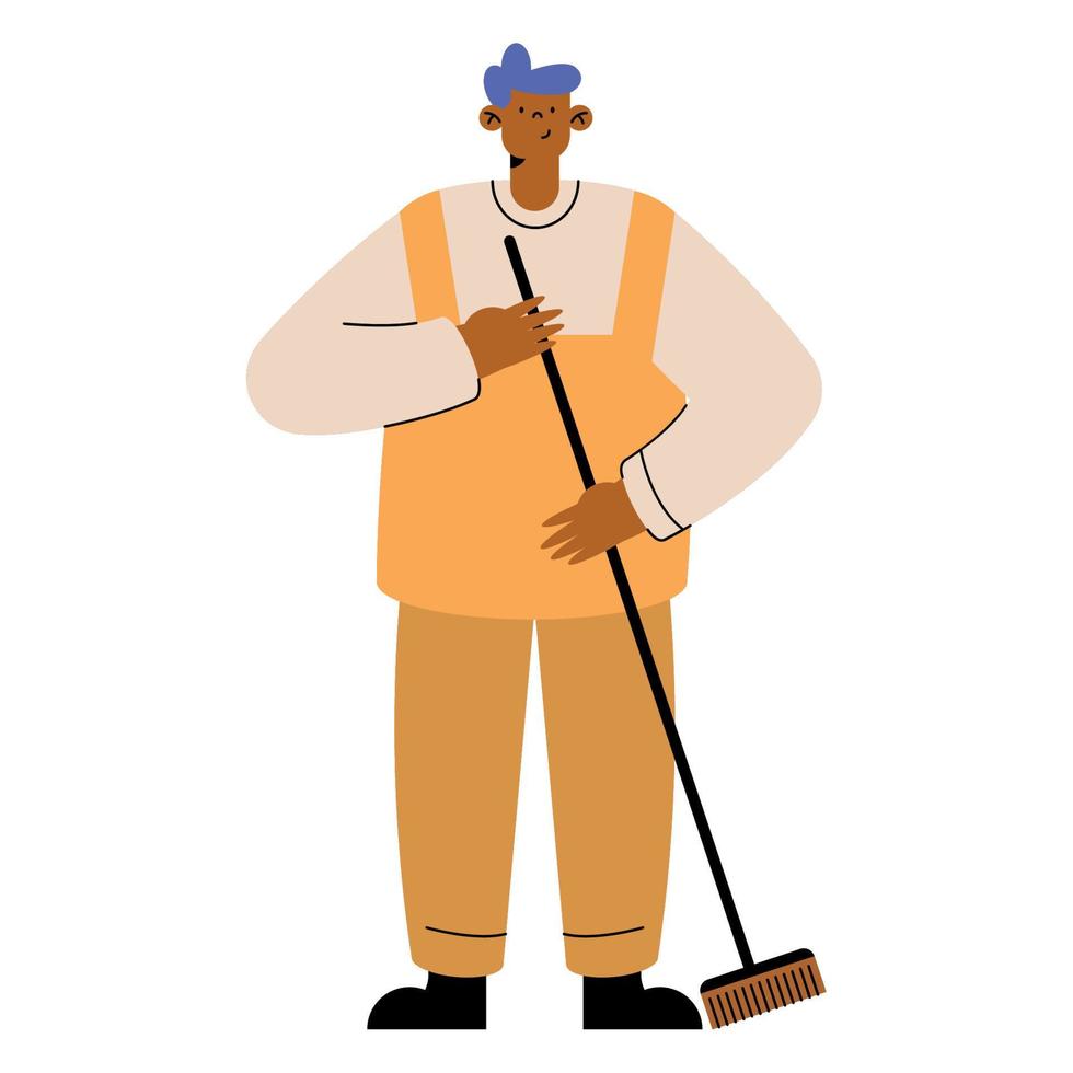 cleaning man profession vector