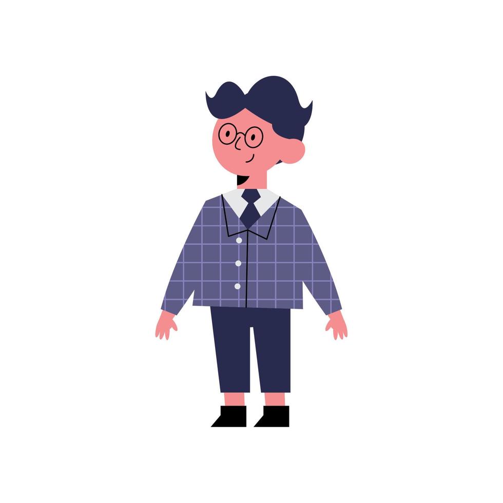 little schoolboy with eyeglasses vector