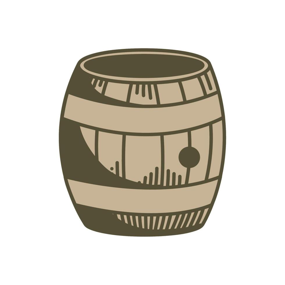 barrel wooden vintage style vector