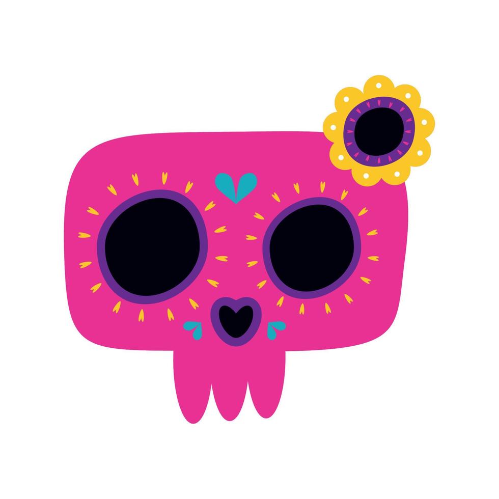 mexican skull head pink vector