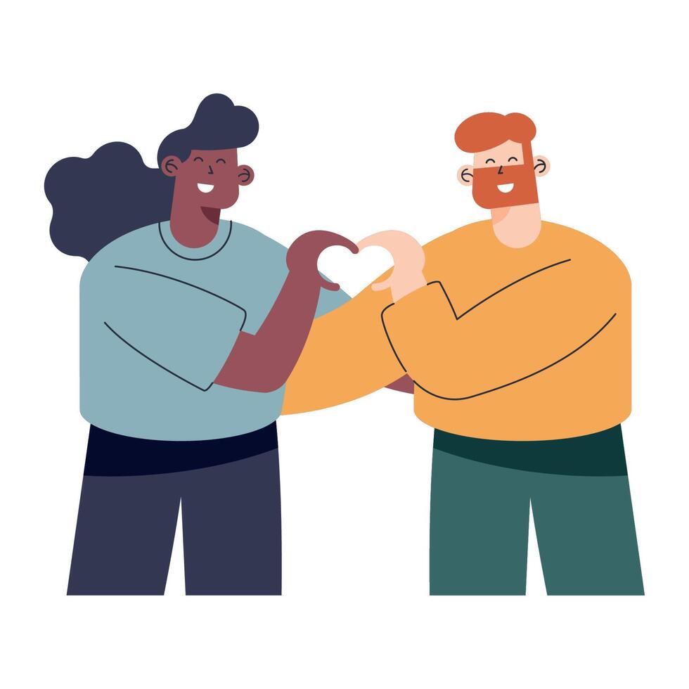 pareja de amantes interraciales vector