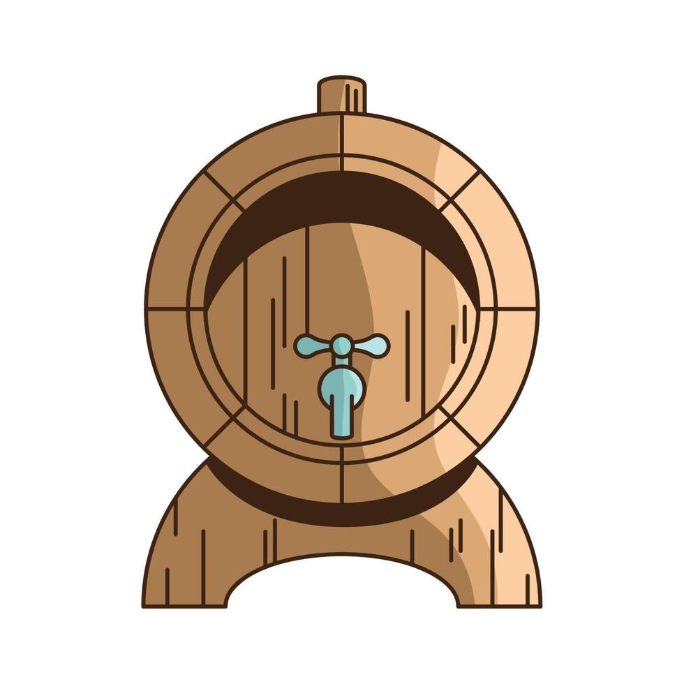 wooden beer barrel with tap vector