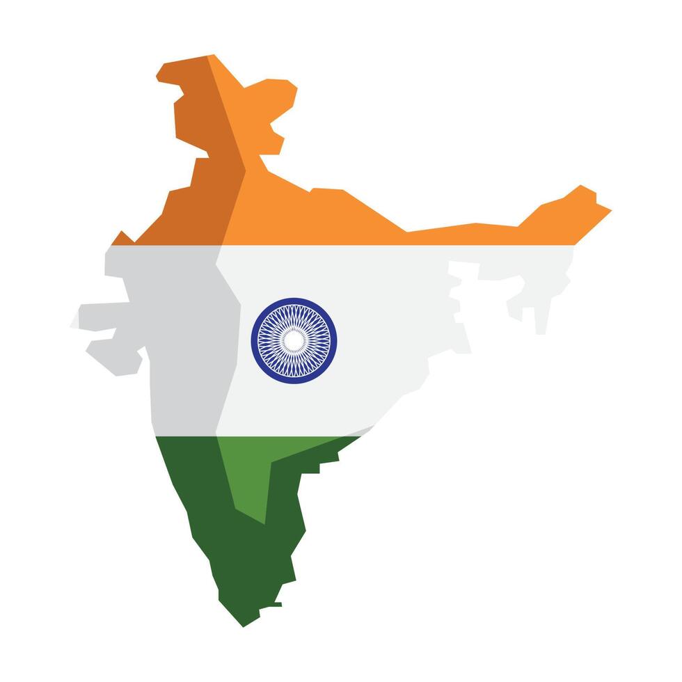 bandera india en el mapa vector