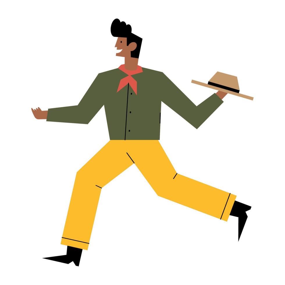 farmer man dancing character vector