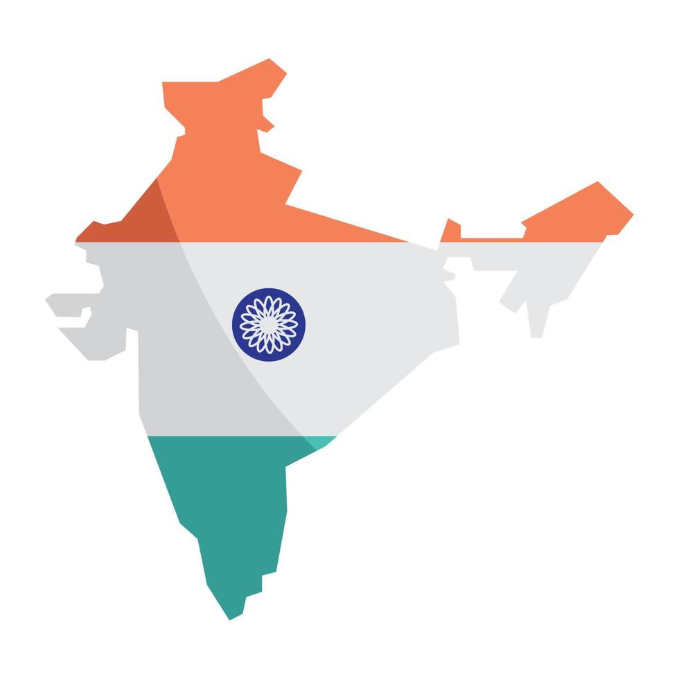 bandera india en el mapa vector