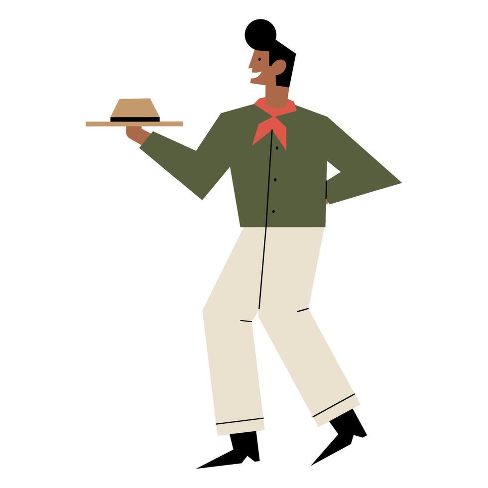 male farmer dancing character vector