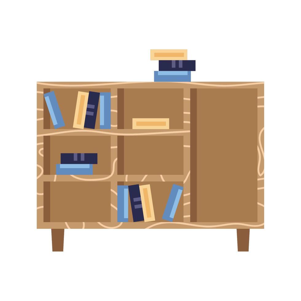 wooden bookscase with books vector