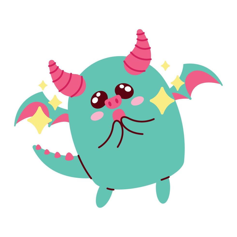 demon flying kawaii style vector