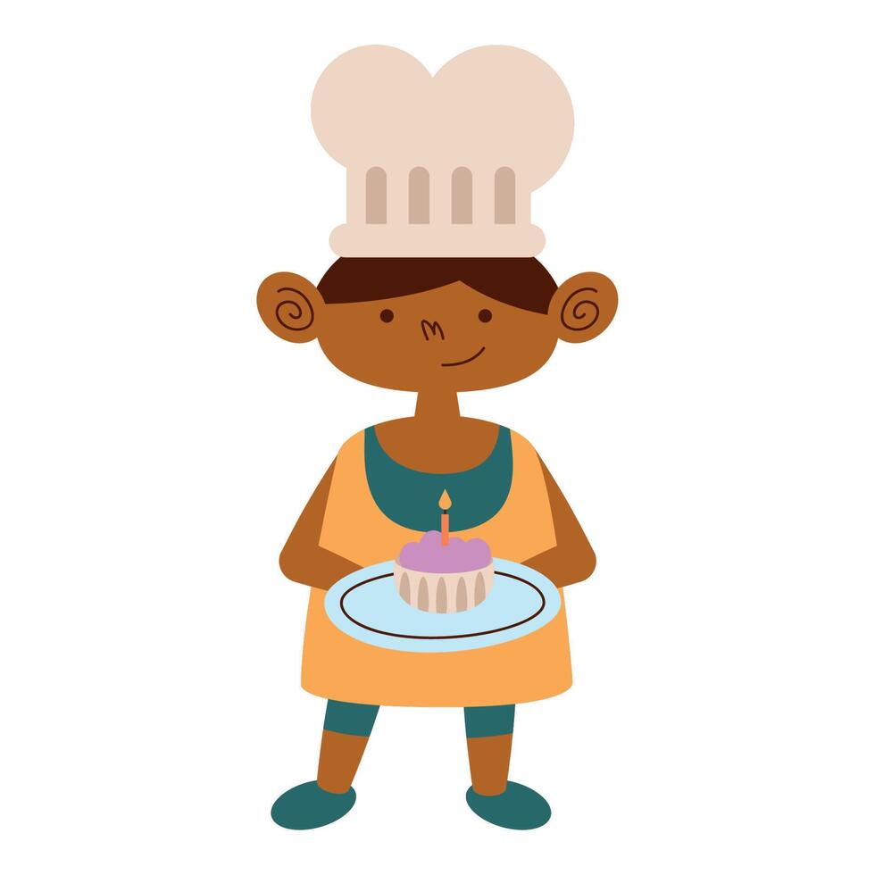 niño pequeño cocinero vector