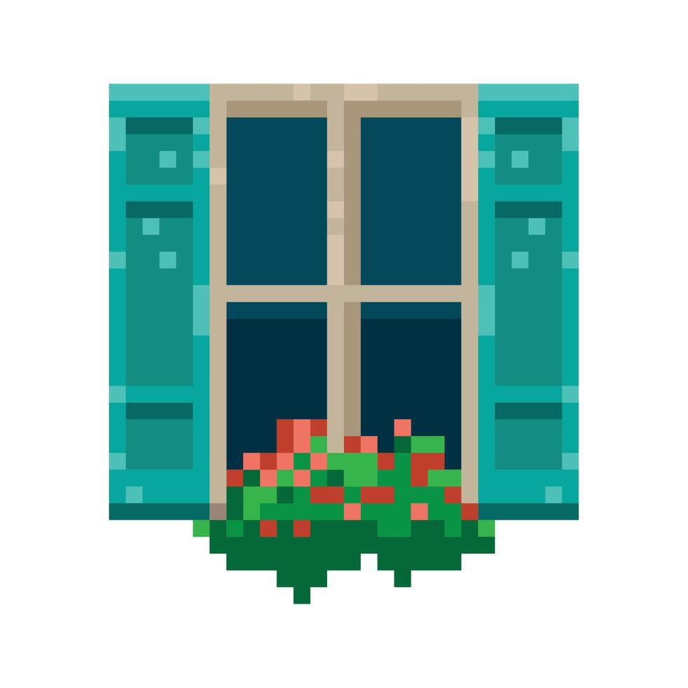 window house pixelated vector