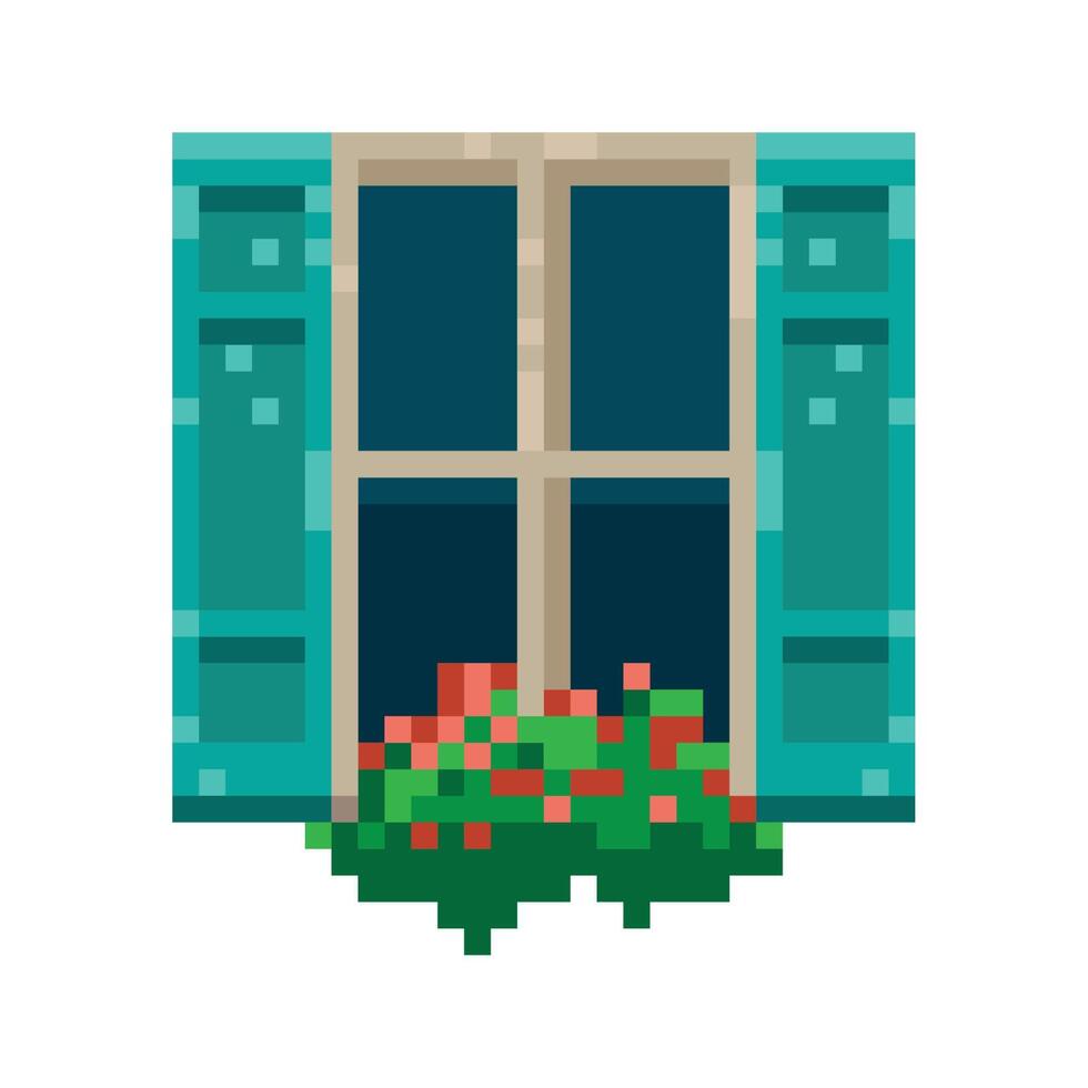 ventana casa pixelada vector