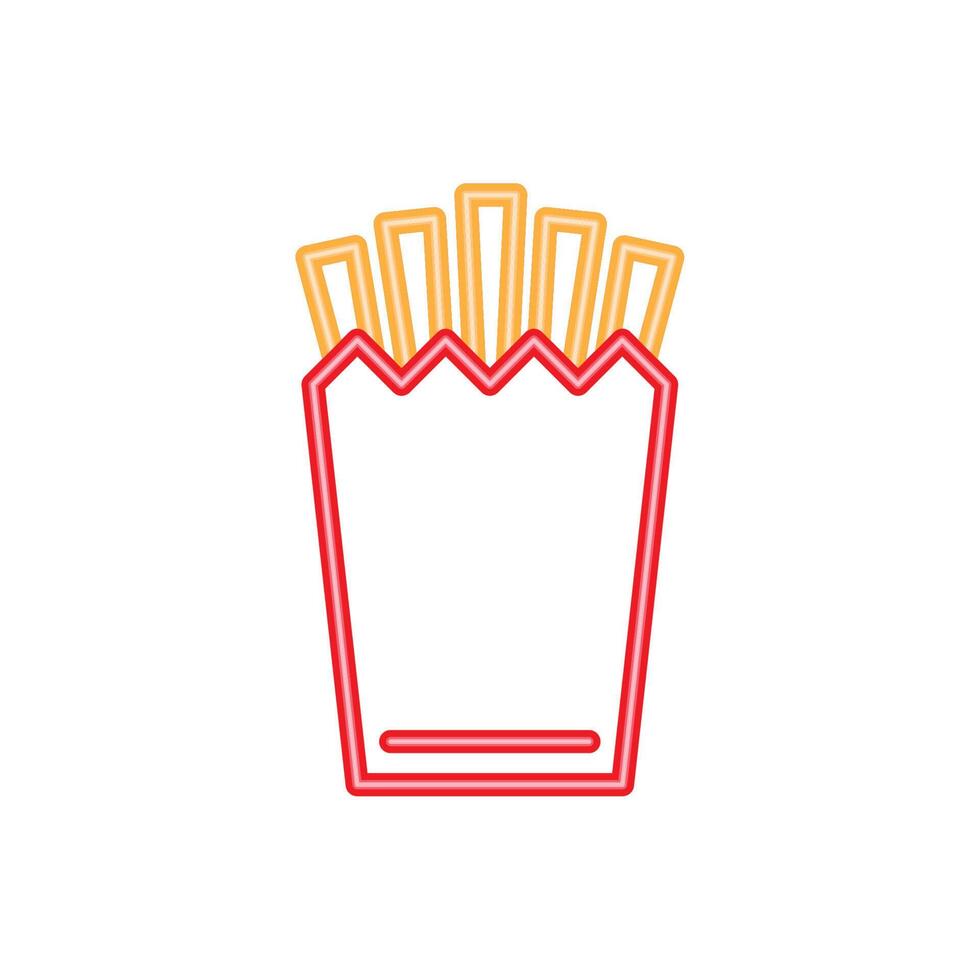 frensh fries neon light style vector