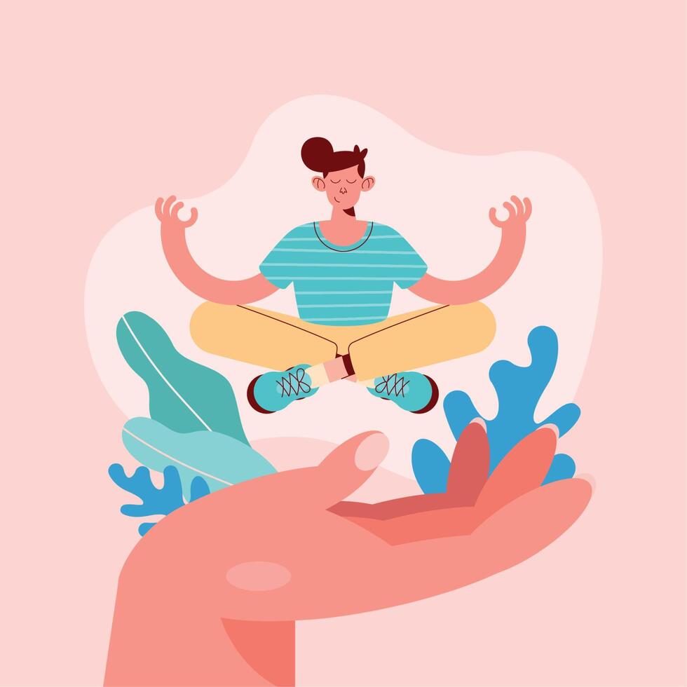 man practicing yoga vector