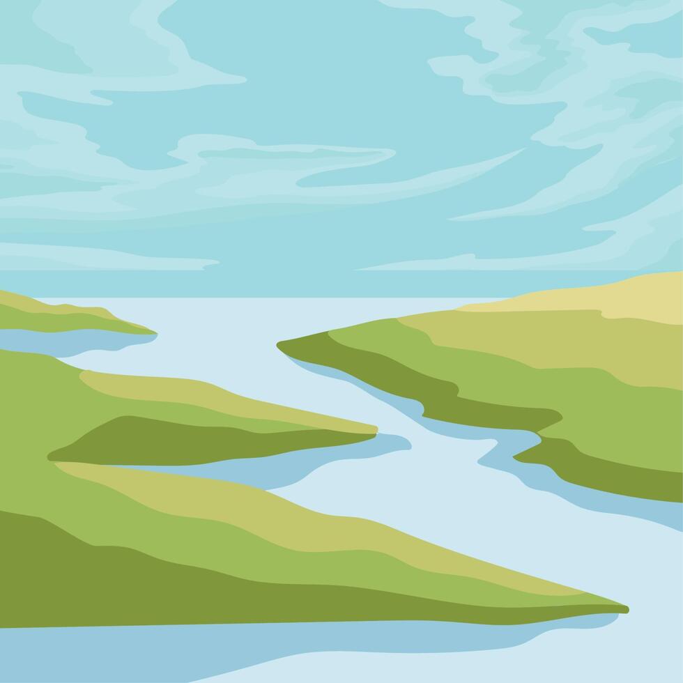 camp and river landscape vector