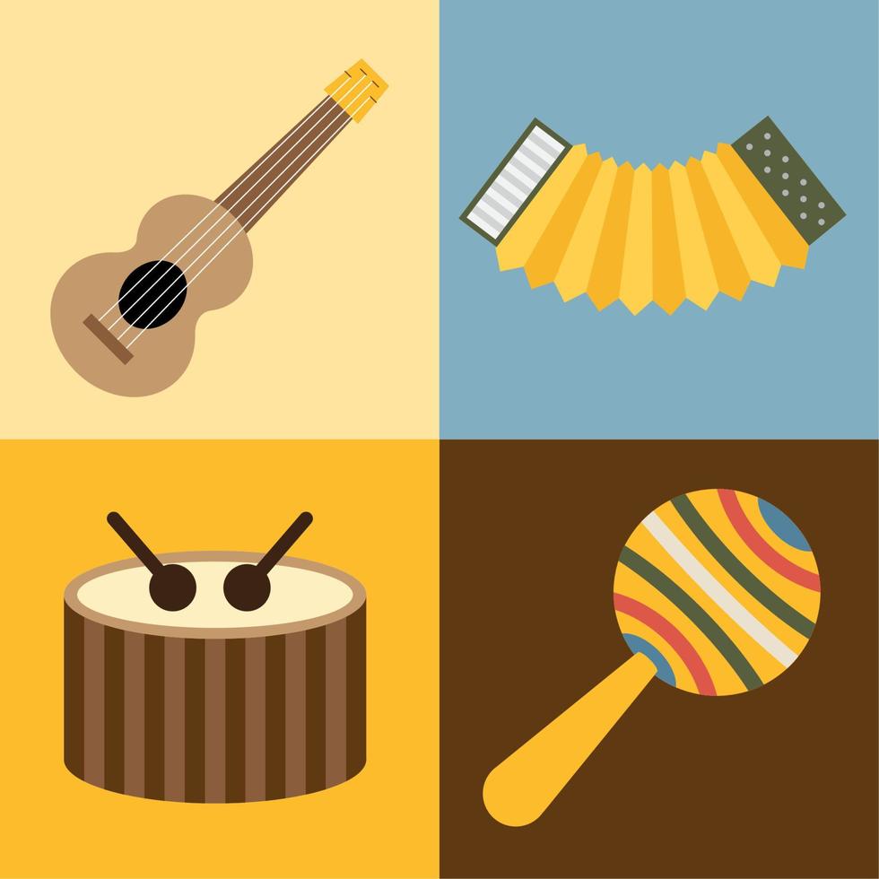 cuatro instrumentos festivos vector