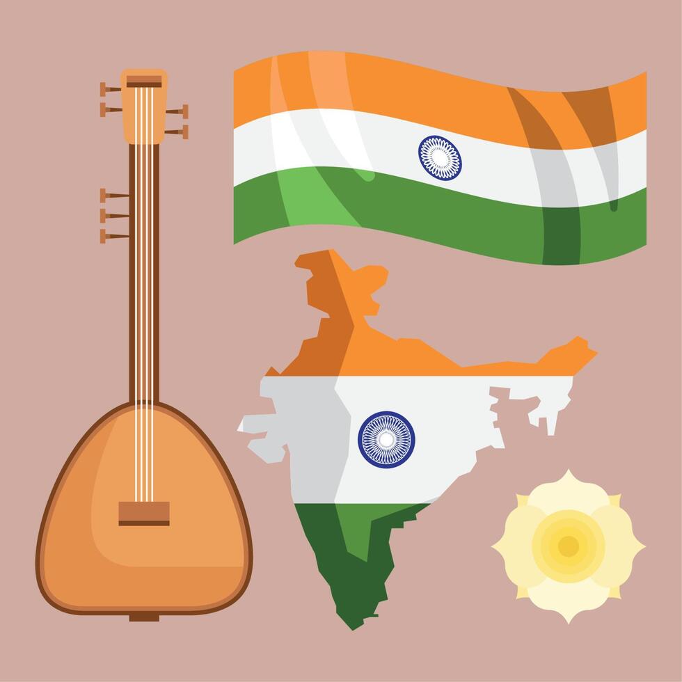 cultura india cuatro iconos vector